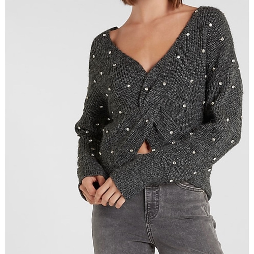 Express embellished twist sweater. Size M. Never worn
